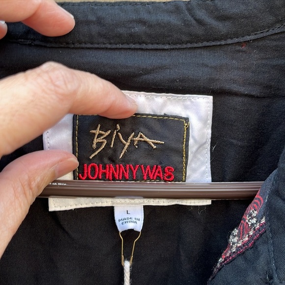 Johnny Was Belina Tunic Large Black Red Silk Embroidered Sequin Blouse Dragon - Picture 10 of 16